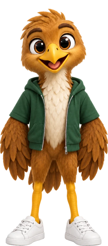 Alas, águila con sudadera verde